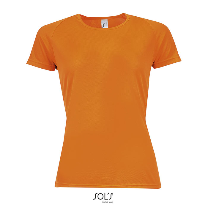 T-shirt femme respirant personnalisé 140g - SPORTY orange fluo 1